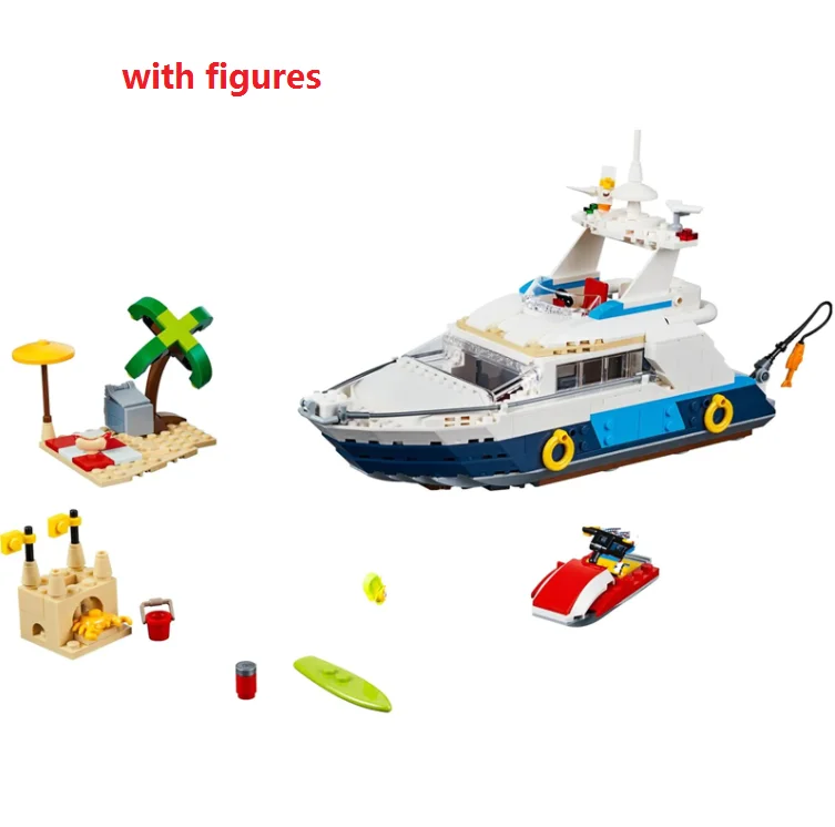 

Конструктор «яхта» 3-в-1, фигурки, корабль, наборы моделей, кирпичи, Классические игрушки для детей, подарки на Рождество и день рождения