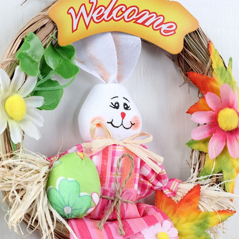

Happy Easter Garland Ornaments DIY Crafts Decor Scarecrow Wreath for Home Door 69HF