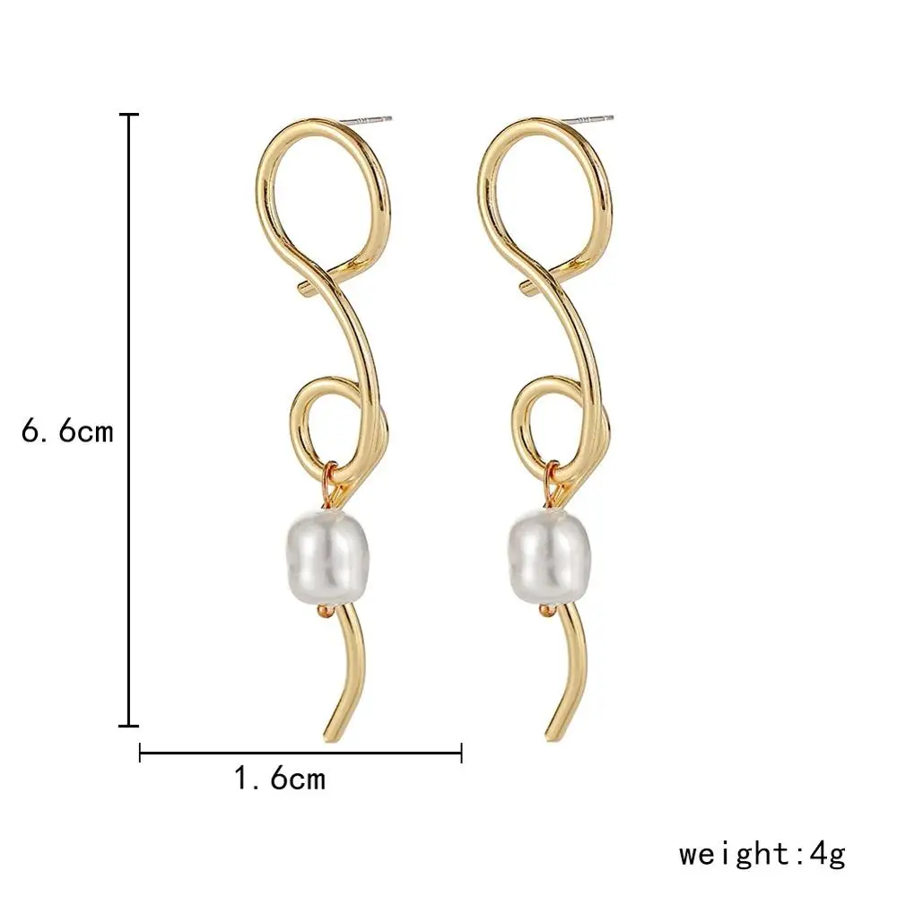 

1pair Designer Baroque Pearl Long Tassel Earring Drop Dangle Ear Hoops Ring Fashion Pearl Jewelry Party Accessories For Women