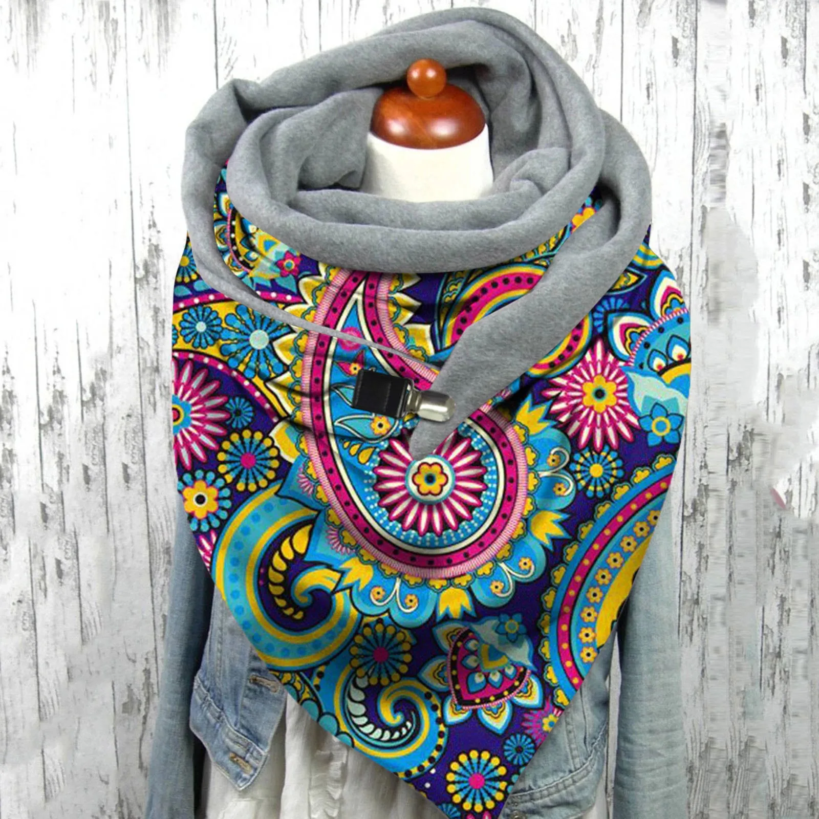 

Шарф с рождественским принтом, новинка 2021, модные зимние женские хиджабы, Женская Ретро многофункциональная шаль, Шарф на пуговицах, Бандан...