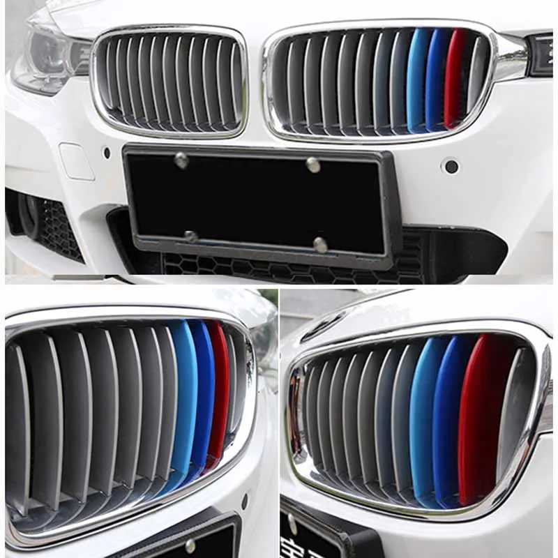 3 шт. 3D автомобиля Передняя решетка отделка полоски стикеры автоспорта для BMW F30 F10