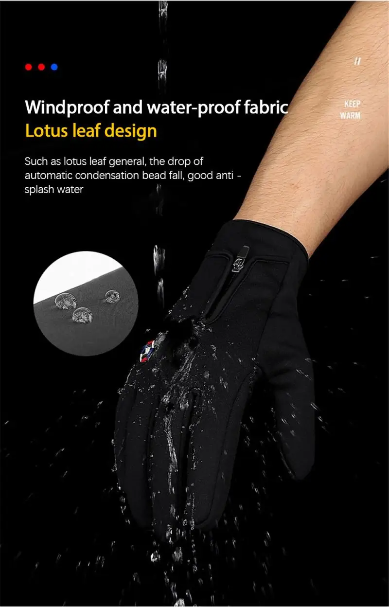 

Winter Men Women Moto Cycling Gloves Full Finger Touch Screen Antislip Waterproof Warm Thermal Fleece Bike Bicycle Gloves