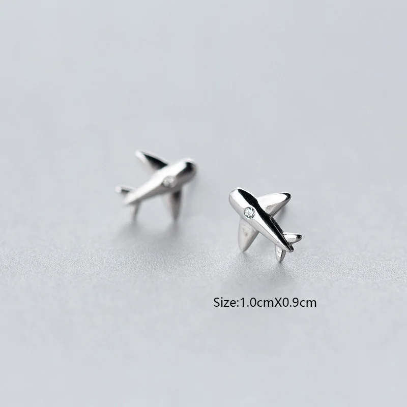 Stud Earring Trustdavis, 925 пробы, серебро, милый самолет, CZ серьги, подвеска, ожерелье для женщин, ювелирные изделия из стерлингового серебра, подарок DS222 - Окраска металла: Stud Earring