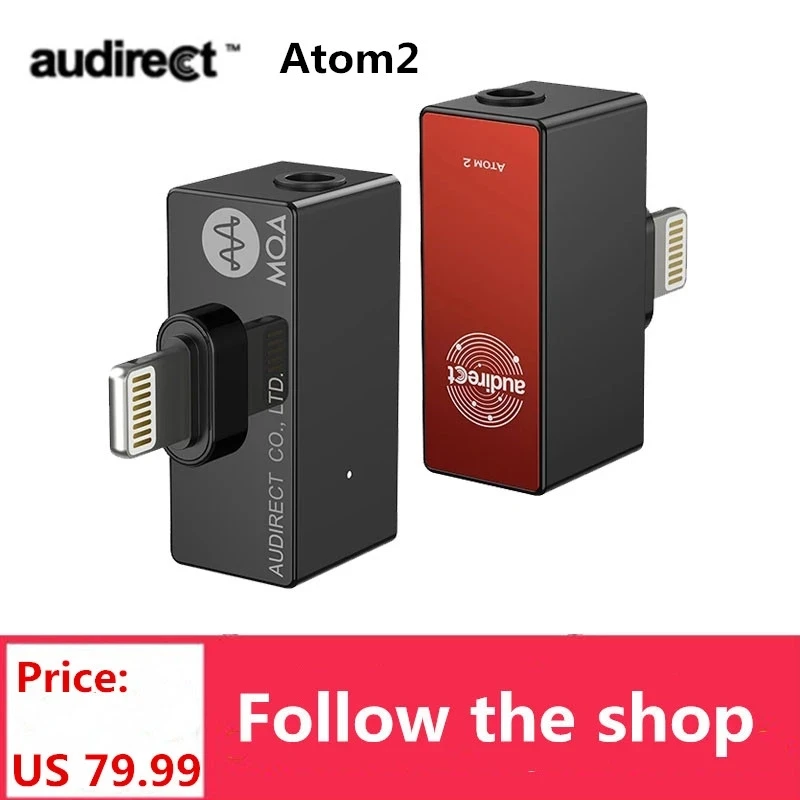 Портативный усилитель Hilidac Audirect Atom2 MQA HiFi USB DAC/AMP ES9281AC DSD512 32 бит/768 кГц Type C/ Lightning Atom