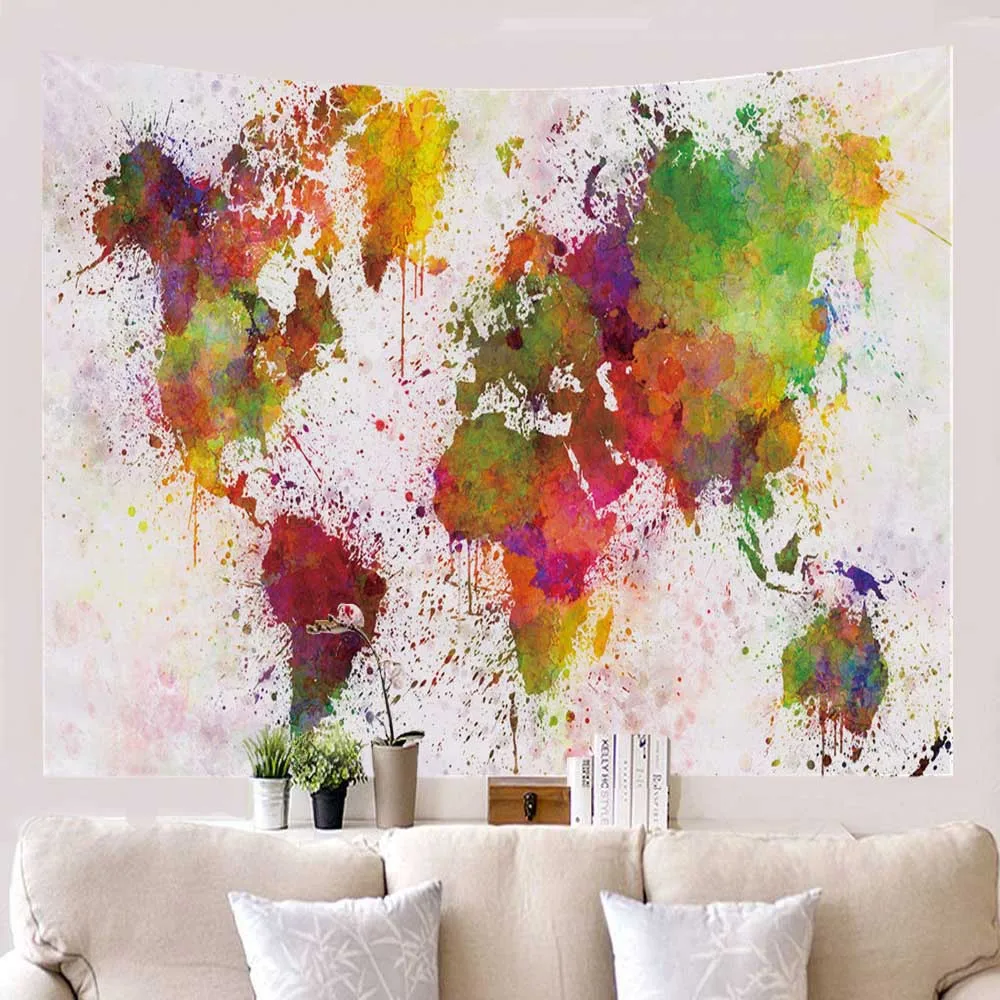 Химический элемент психоделический гобелен настенный с картой мира одеяло ковер