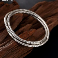 bastiee 990 silver bangle for women vintage hmong jewelry bracelet buddhism prajnaparamita 3 hooks three circles