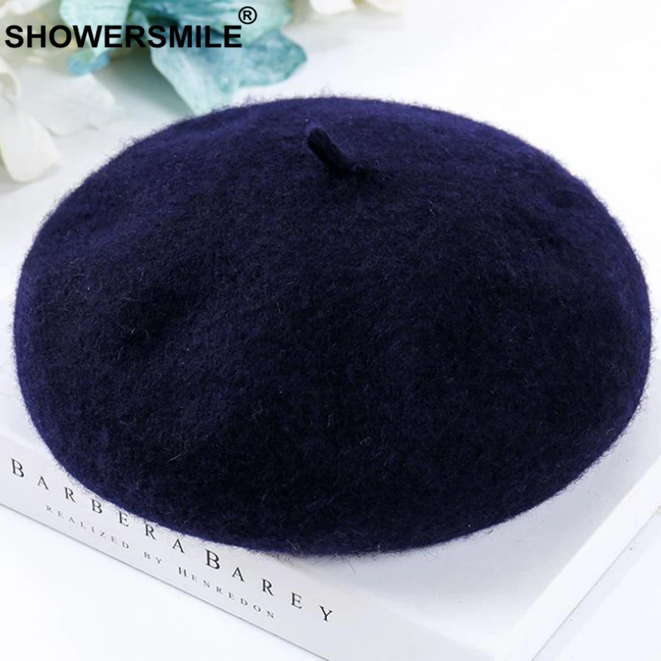 SHOWERSMILE женские теплые береты желтые шерстяные французские головные уборы