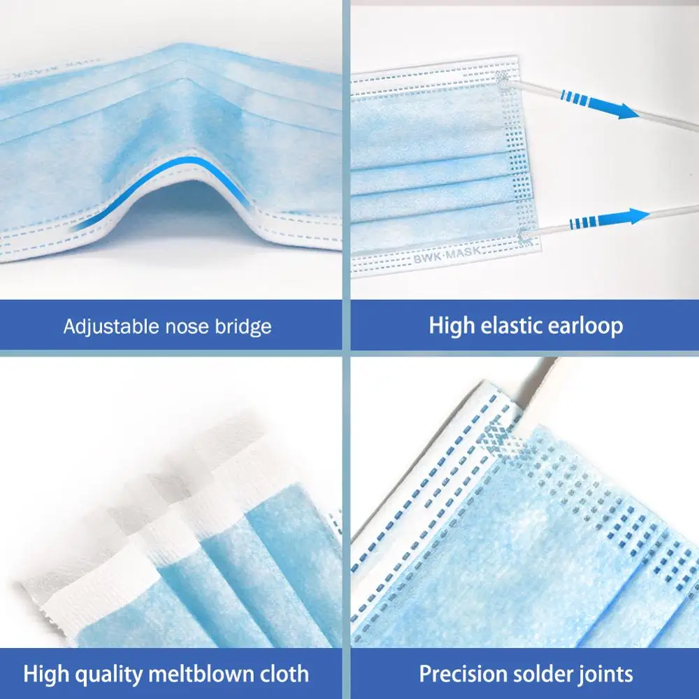 

Fast Delivery POWECOM Disposable Mask 3 Layers Filter Face Mask Anti Dust Mask Breathable Nonwoven Protective Mouth Masks