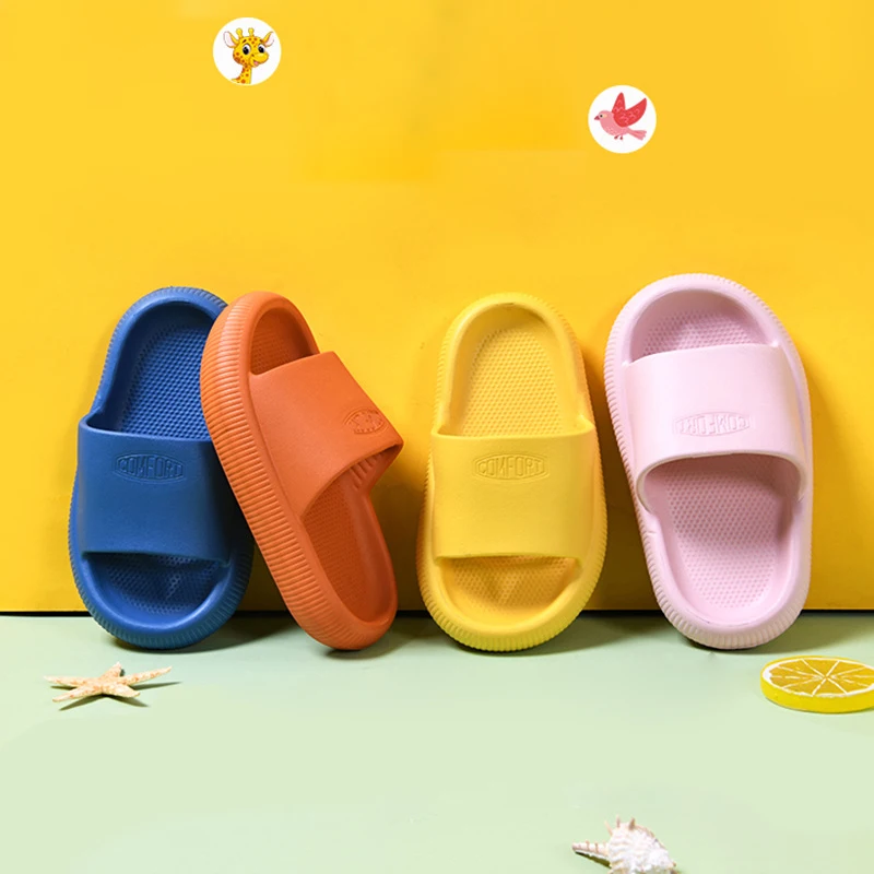 

Kids Soft Thick Bottom EVA Slippers Children Bathroom Slides Anti-slip Indoor Home Shoes Boys Household Bath Sandals Slippers