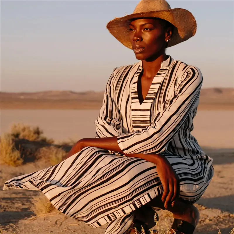 Хлопковое Полосатое парео Пляжное накидка сексуальный купальник женский кафтан