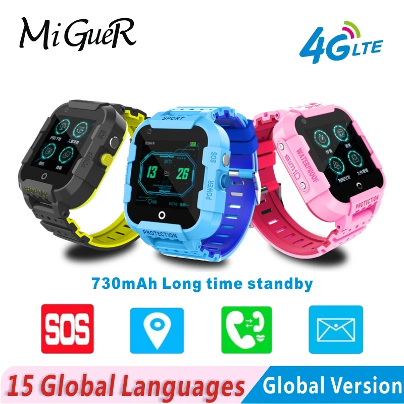 4G LTE Детские умные часы телефон 1 4 дюйма 730 мАч LBS + WIFI GPS трекер местоположения HD