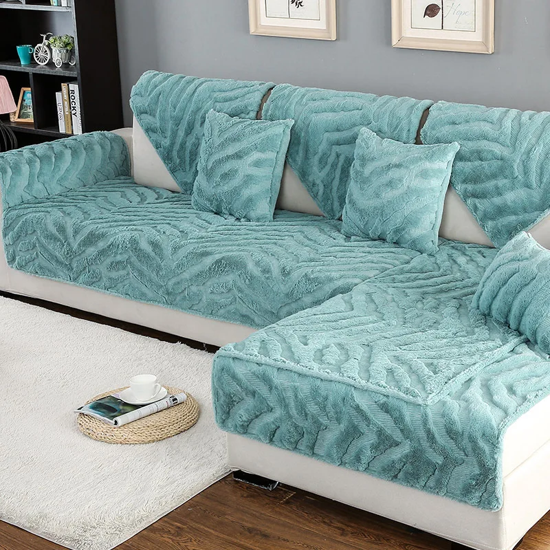 Полосатое полотенце для дивана чехол теплый плюшевый подушка кожаный диван