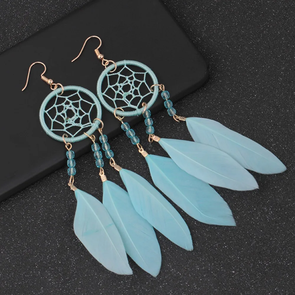 Новый Ловец снов с перфорацией в винтажном стиле форме листа перо длинные