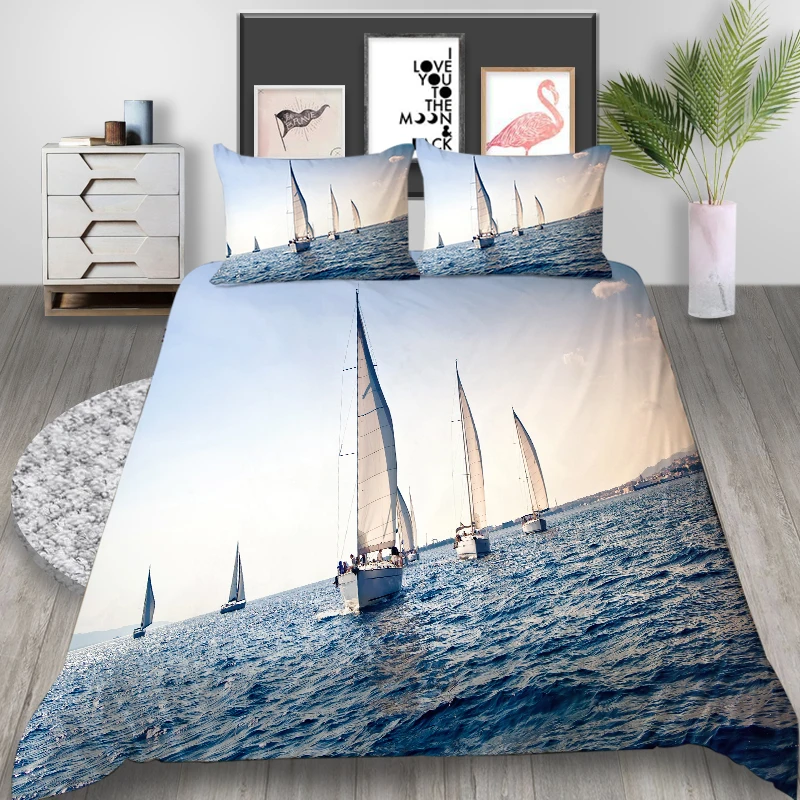 Thumпостельные постельные принадлежности с изображением листьев набор King свежее