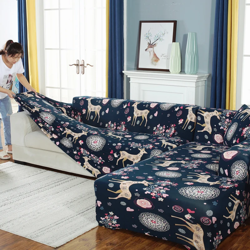 Эластичные разноцветные диванные чехлы покрывало стрейч для софы угловой формы