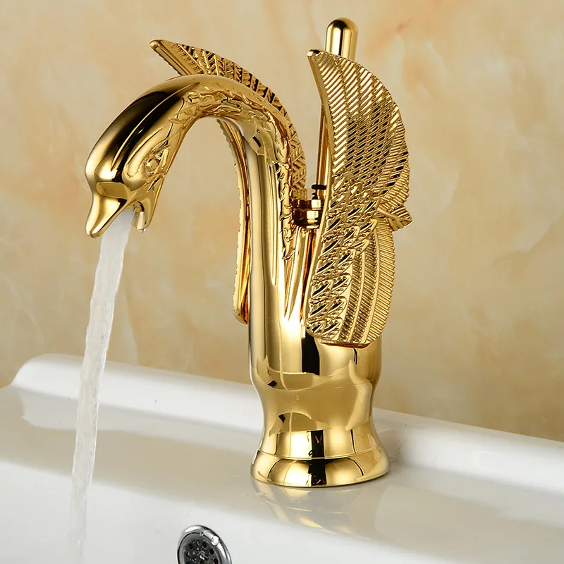 

European Style Antique Faucet Swan Hot And Cold Washbasin Faucet Bathroom Household Wash Basin Retro Basin Heightening