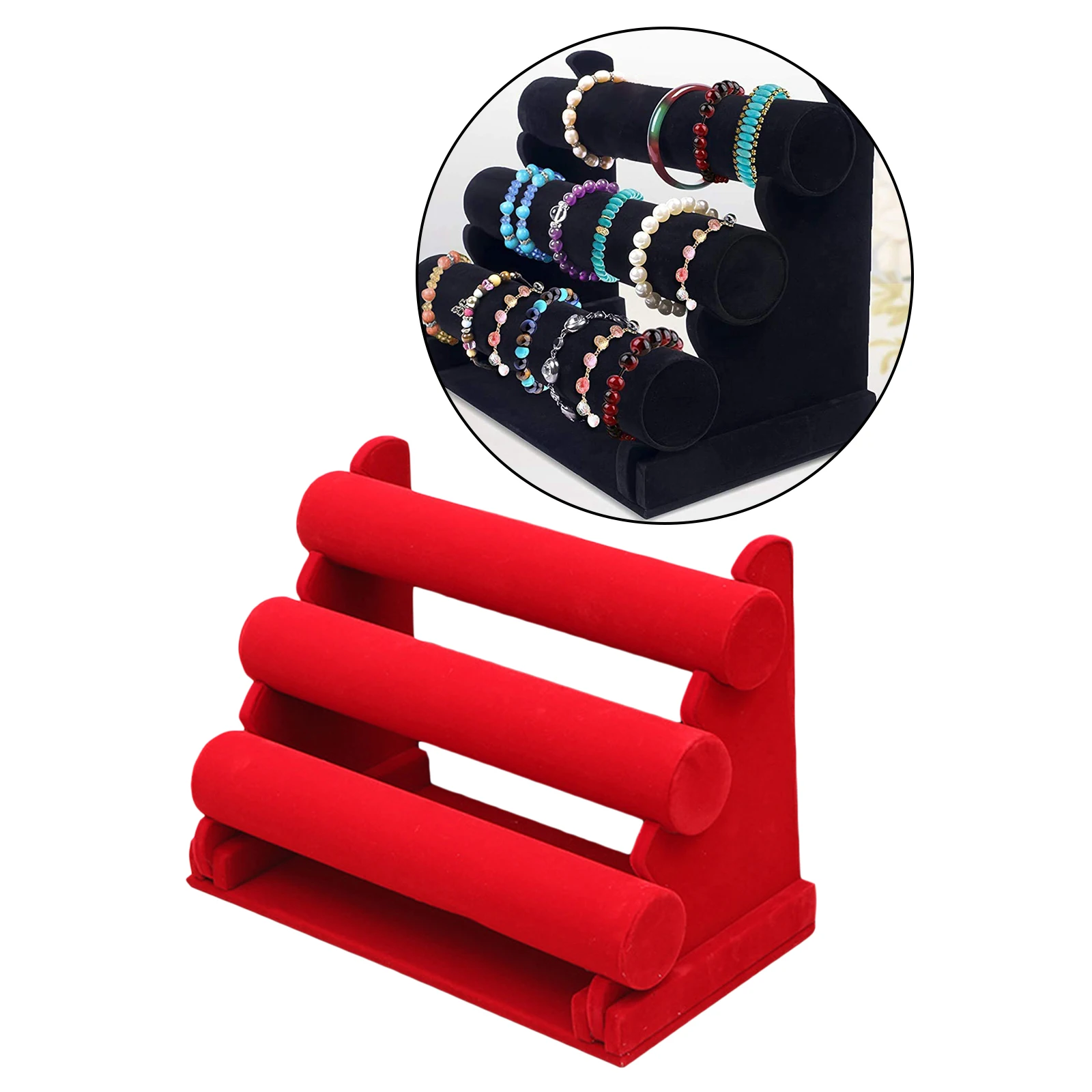 3Tier Velvet Jewelry Bracelet Watch Bangle Display Holder Stand Necklace Storage Organizer | Украшения и аксессуары