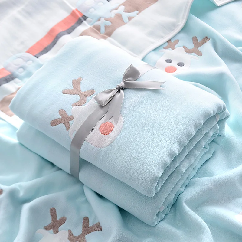 

Baby Blanket Bath Towel Clothe Swaddle For Newborn Six Layers Of Cotton Gauze Children Kindergarten Noon Break Cuddle Quilt AB52