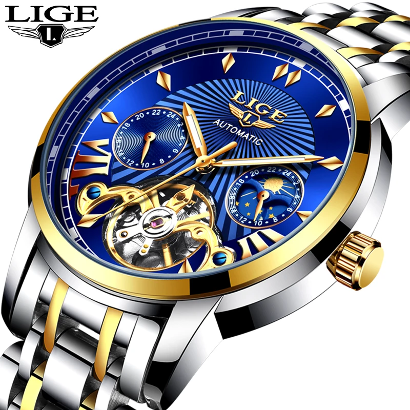 

2020 LIGE Waterproof Sport Clock Mens Watches Top Brand Luxury Watch For Men Classic Tourbillon Automatic Mechanical Wristwatch