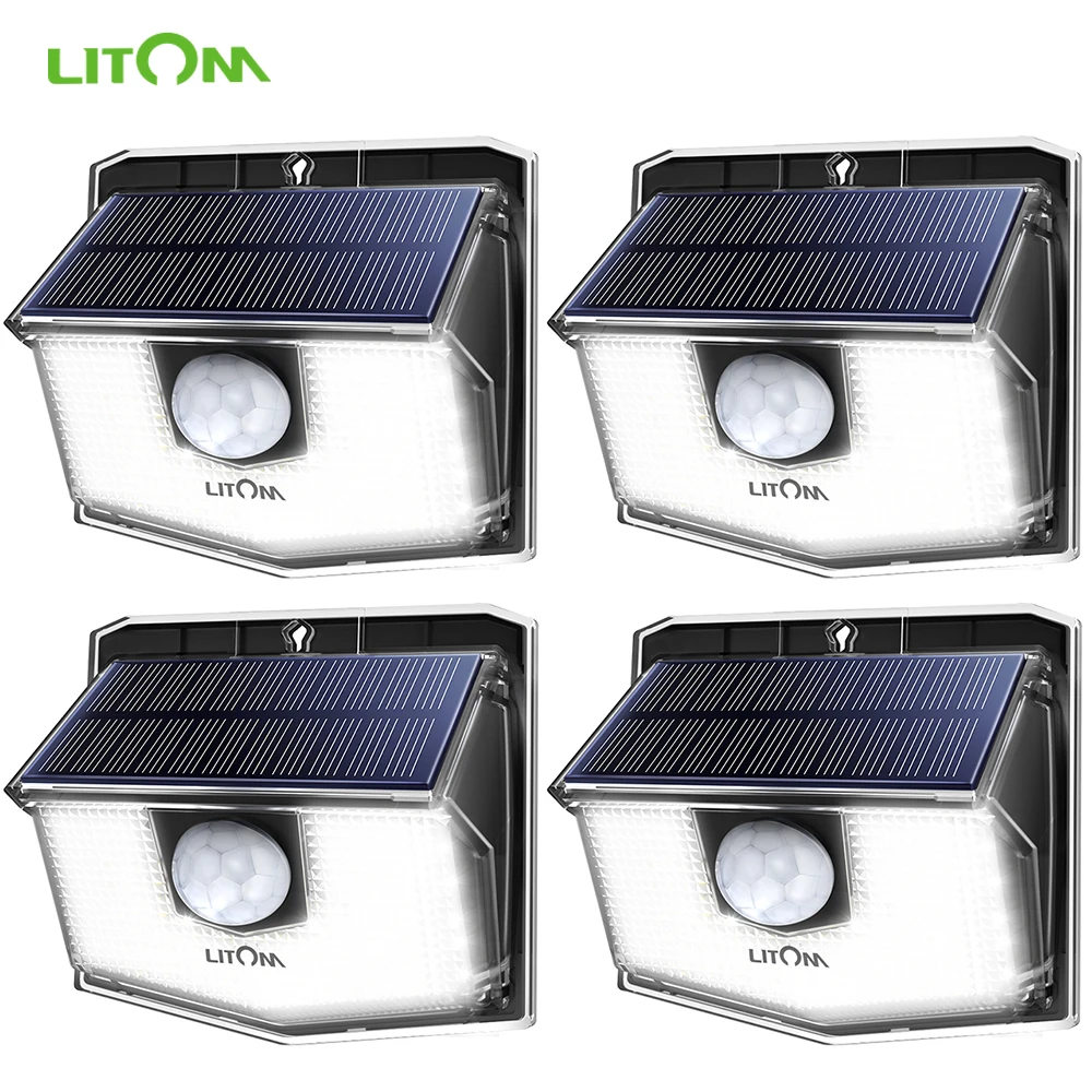 4 упаковки LITOM 60 светодиодных солнечных ламп IPX67 водонепроницаемые садовые