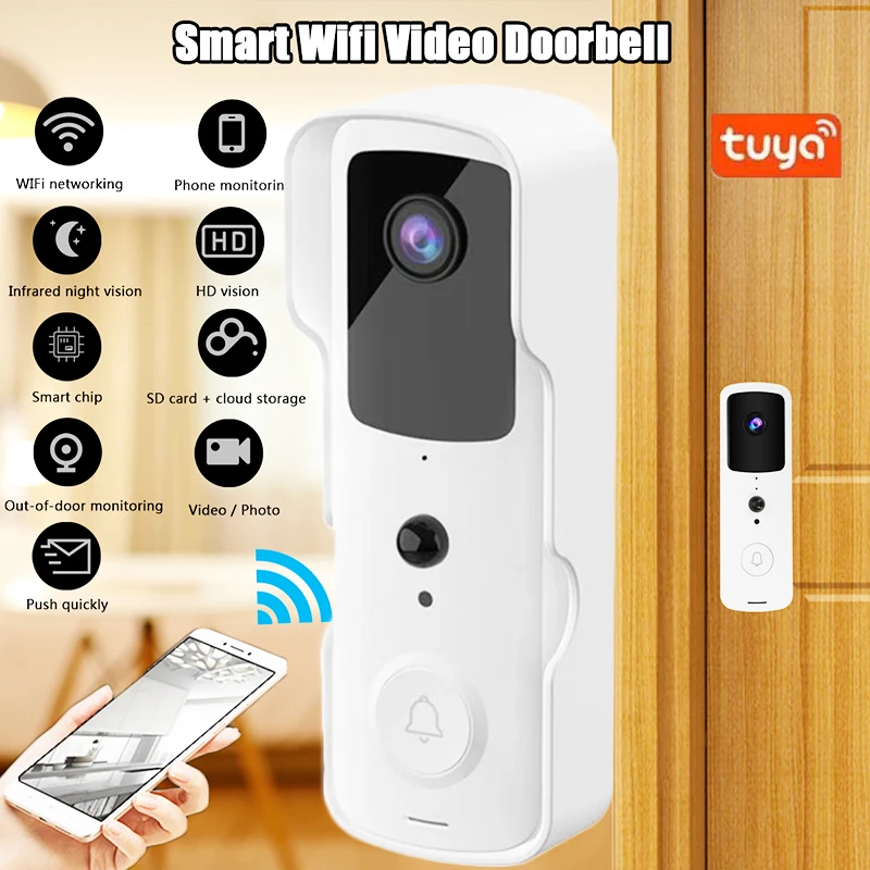 

TuyaV30S 1080P Smart Home Wi-Fi видео-дверной звонок Камера визуальное вызывное устройство Ночное видение IP дверной звонок ИК сигнал тревоги Беспроводно...