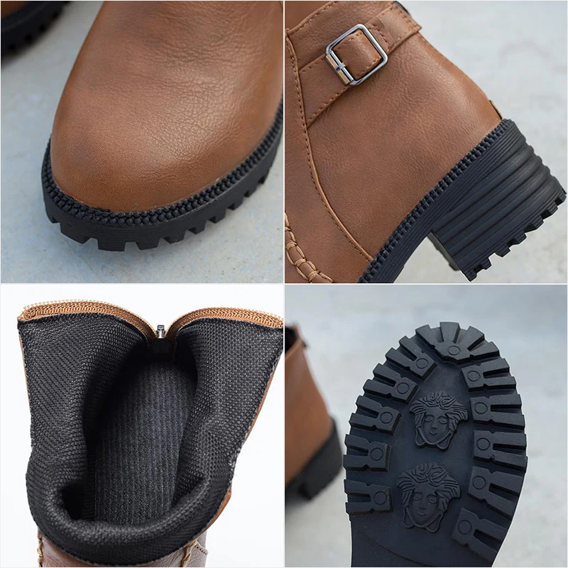 

Winter Women Chelsea Boots Ankle Boots for Women Casual Motorcycle Shoes Winter Couple Platform Shoes Short Boots Zapatos Mujer