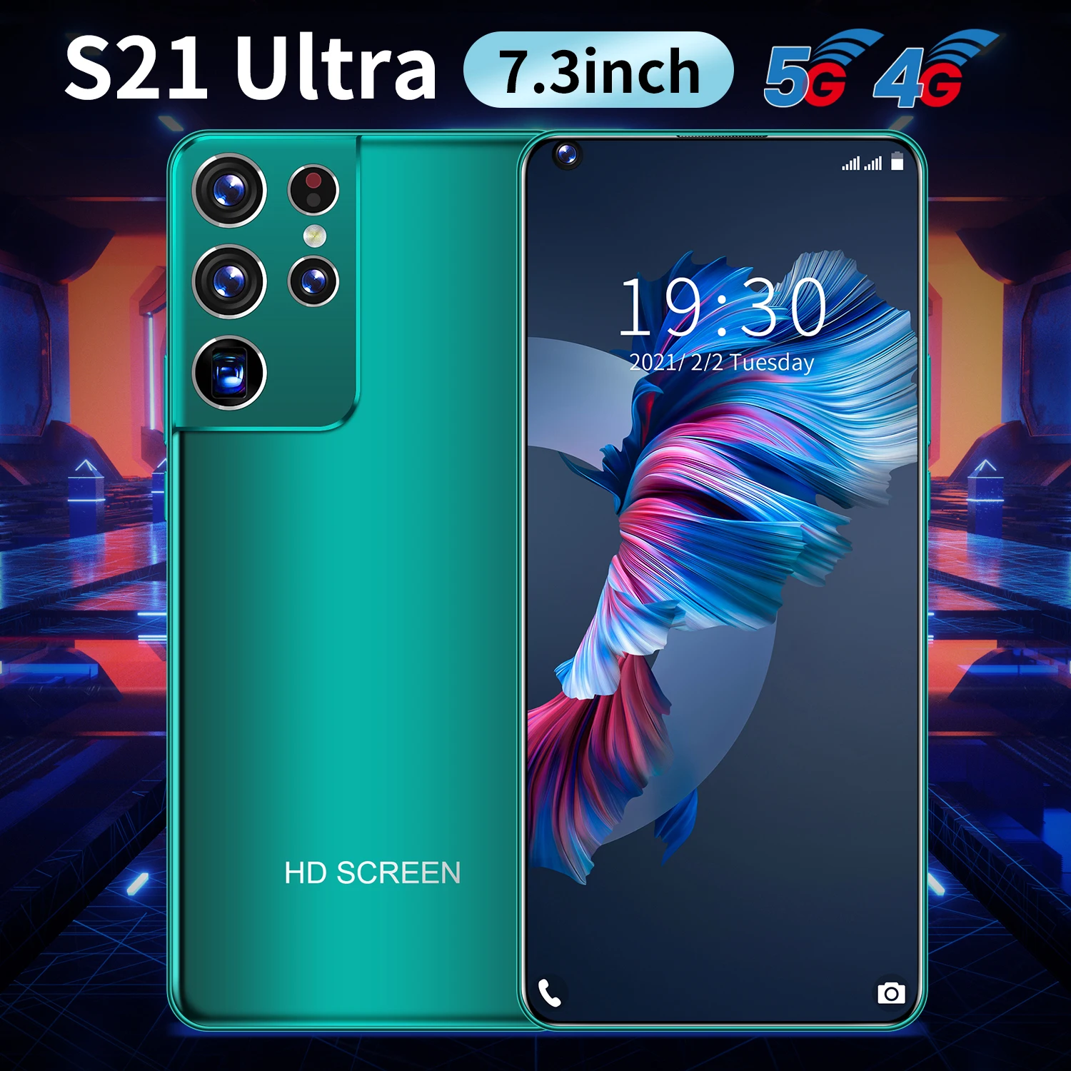 

Global Version Deca Core 7.3" S21Utra Cellphones Android10 Samsum 12+512GB Dual SIM Smartphone 6800mAh 24MP+48MP Network Phone