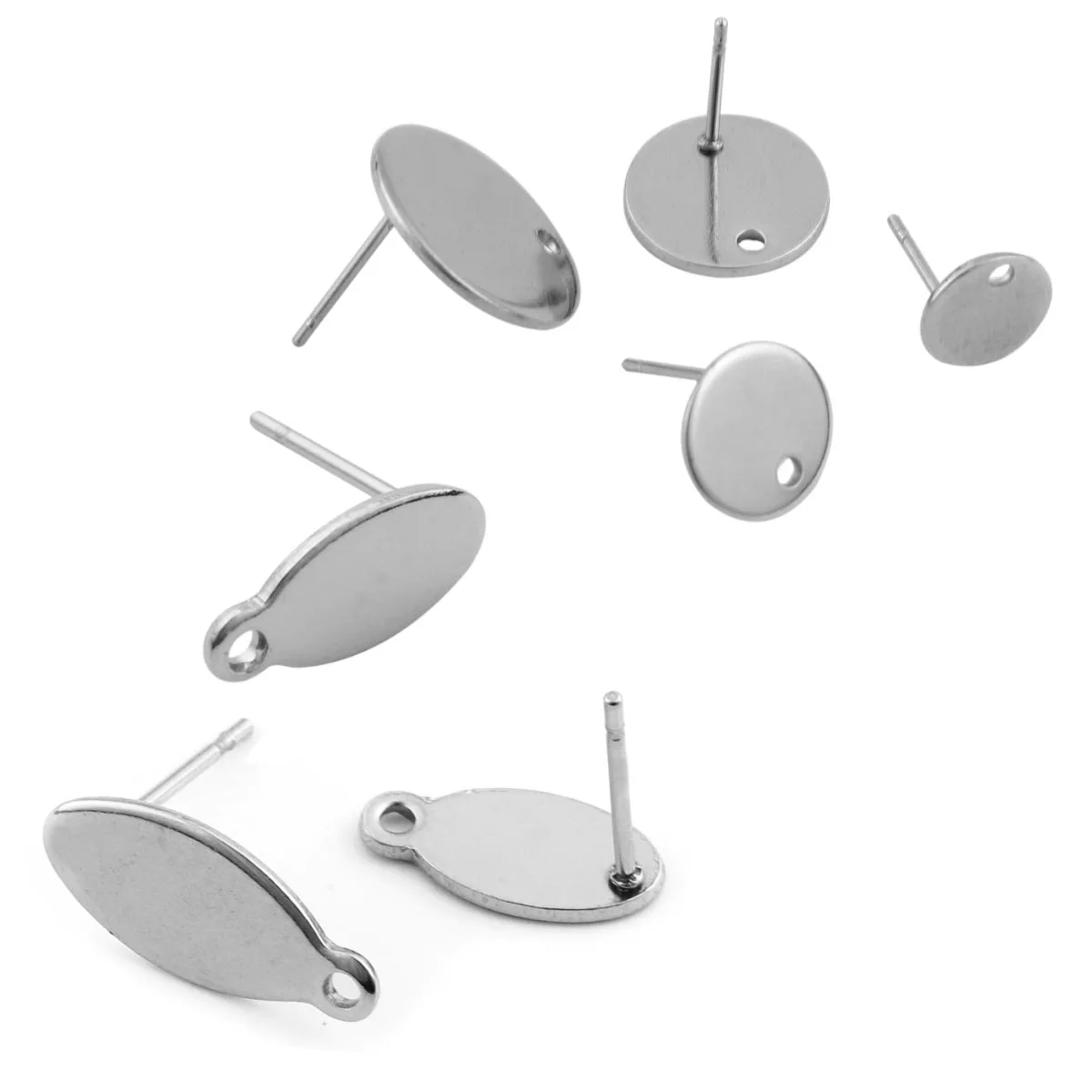 Многоугольные серьги гвоздики из нержавеющей стали основа для ушной подушки