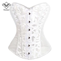 white corset corselet sexy lace lingerie women hollow out corsages overbust tops bustier plus size belly slimming sheath fishnet