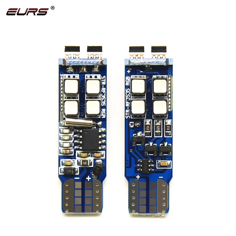 EURS RGB T10 W5W 10 SMD Цветной Автомобильный светодиодный габаритный светильник с