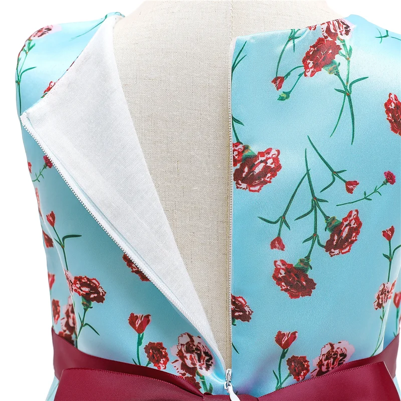 

The Summer Girl Dresses Kids Party Costumes Bow Belt Children's Clothes Princess Dress