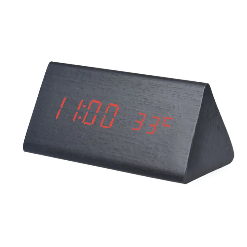 Светодиодный Деревянный Будильник Часы Настольный Голосовое управление