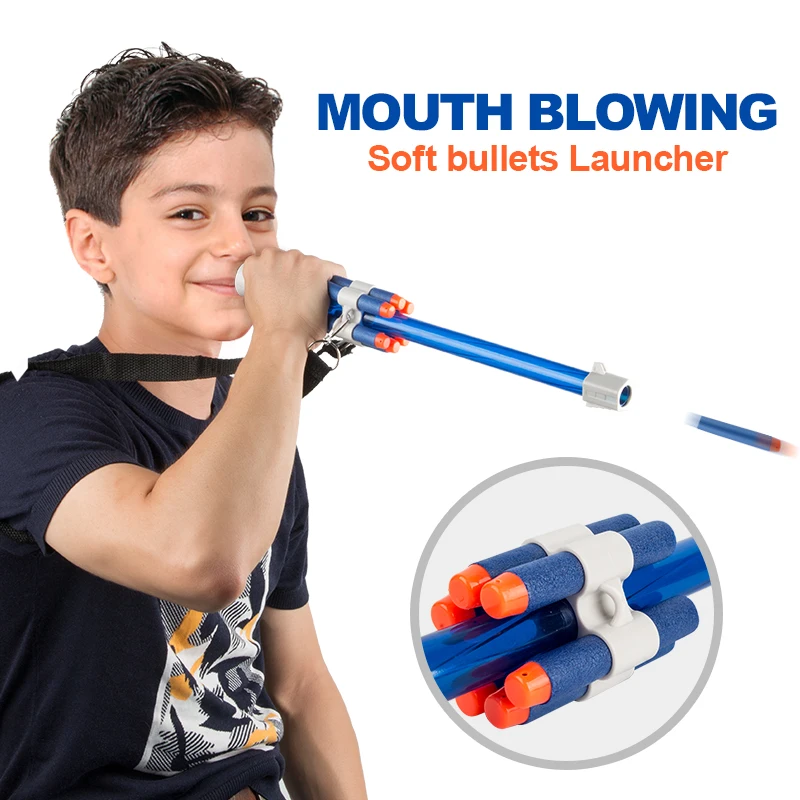 Mouth blowing Soft  Bullet Launcher for Nerf N-Strike Elite/Mega/Rival Series for Children Gifts Suitable for Nerf Toy Gun