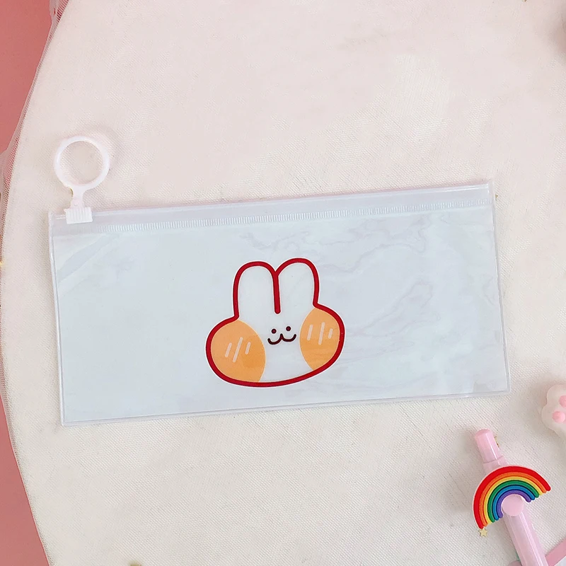 3 шт. Kawaii пенал хлеб кролик смайлик радужные цветы ПВХ водонепроницаемые пеналы