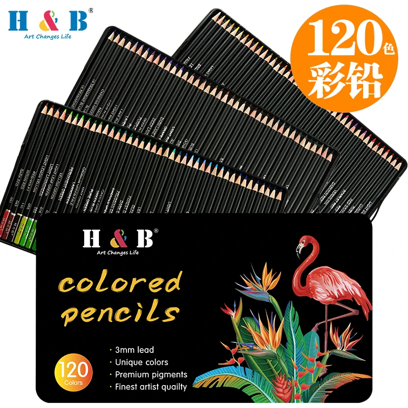 72/120 цветов профессиональный набор цветных карандашей железный ящик цветные