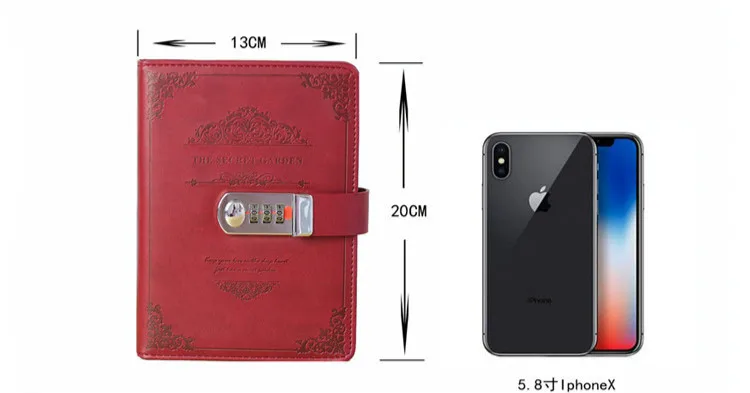 Дневник с замком блокнот А5 винтажная Запираемая бумага из искусственной кожи