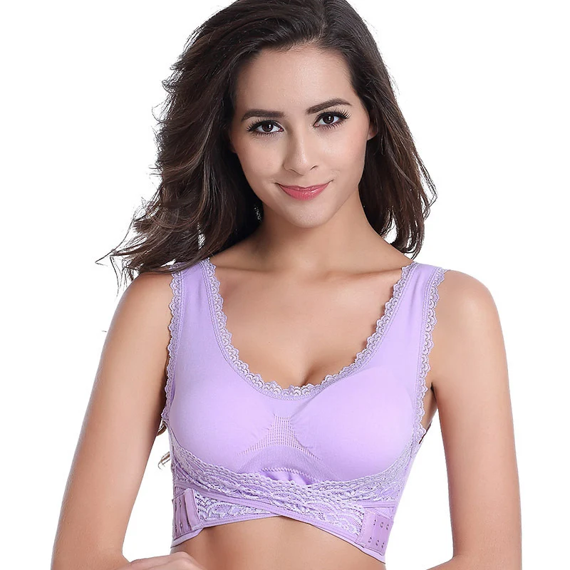 Comfy Full Support Bra Lace Bralette Solid Side Cross Brassiere Buckle for Women QL Sale | Женская одежда