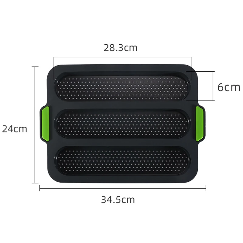 Антипригарная силиконовая лоток для багета 3 волны перфорированная форма