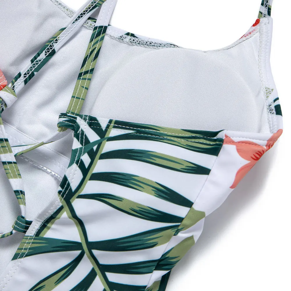 Женский слитный купальник ZAFILLE семейный пляжные шорты с зелеными листьями для