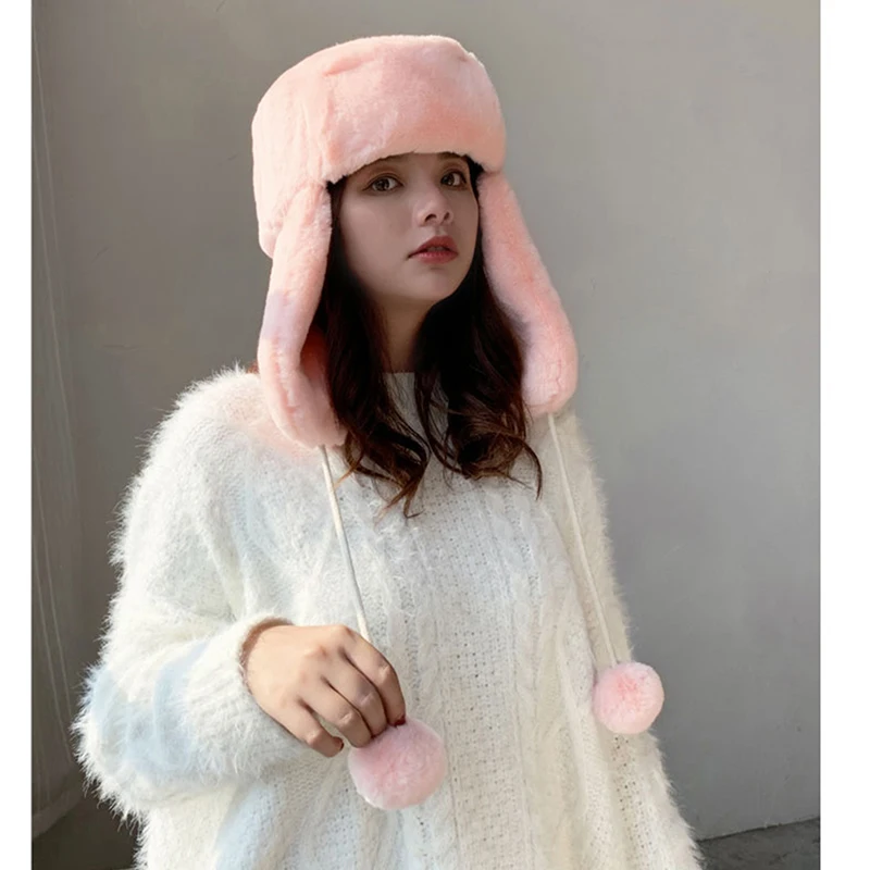 

Women Warm Earmuffs Thicken Ear-flapped Hat Winter Cold-proof Warm Hat Cute Ears Cap Winter Russian Earmuffs Hat