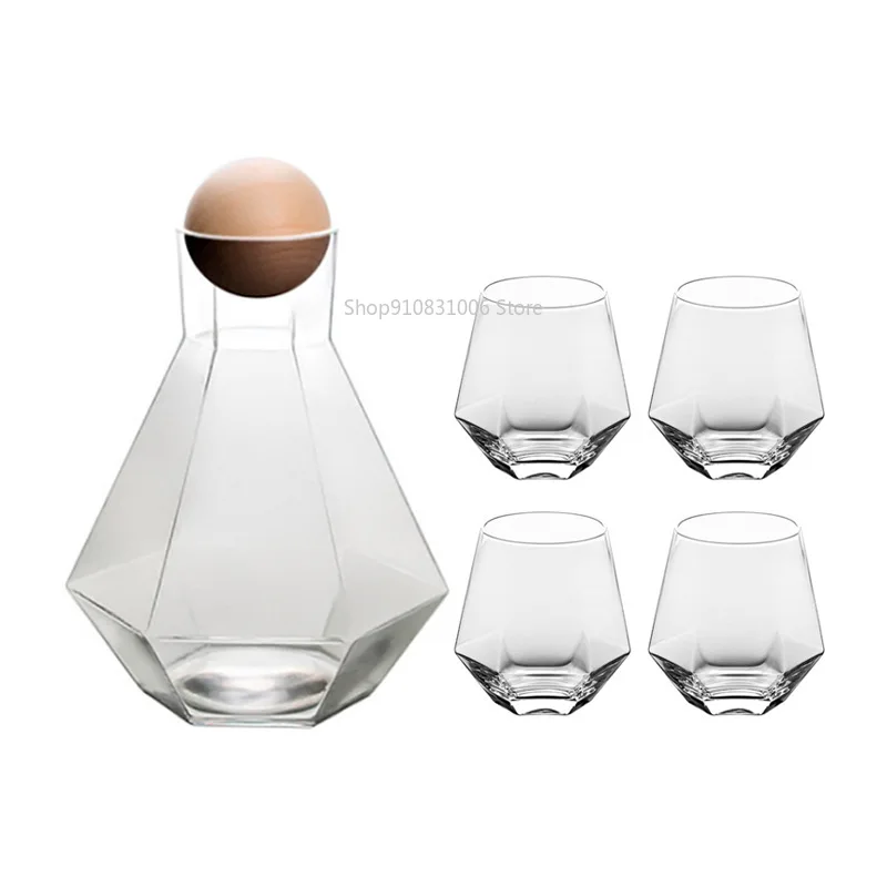 

Creative hexagonal glass water cooler home creative decanter wine DIA set