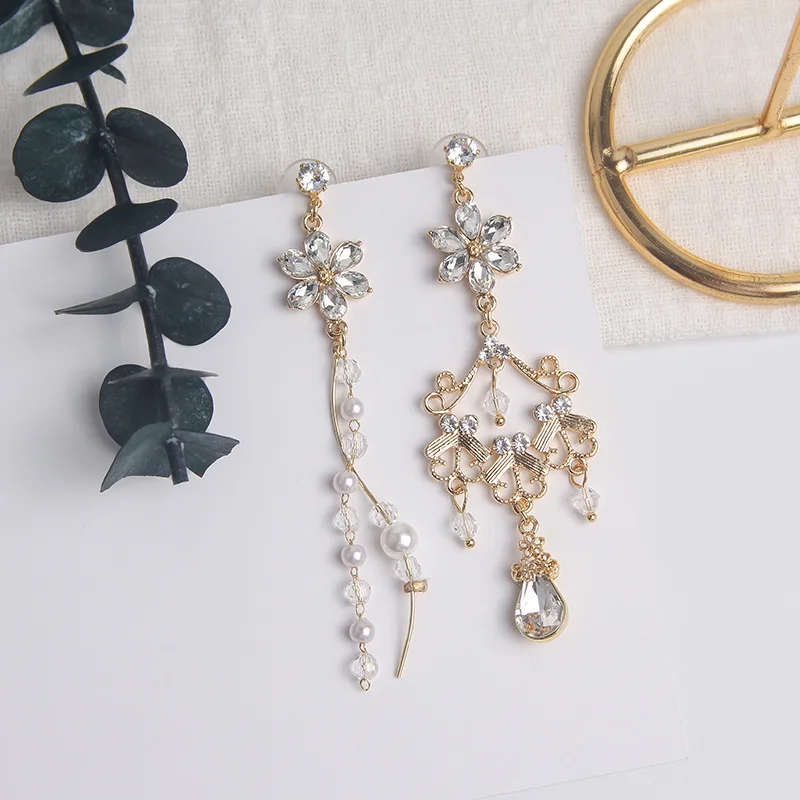 Винтажные Женские Висячие серьги с кристаллами в форме капли воды корейский