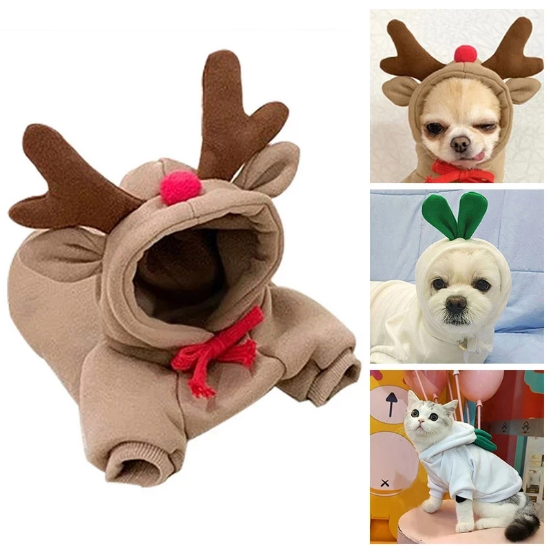 

2022 New Year Pet Clothes Winter Lovely Cartoon Hoodies Small Medium-sized Puppy Dog Two-legged Clothes Costume