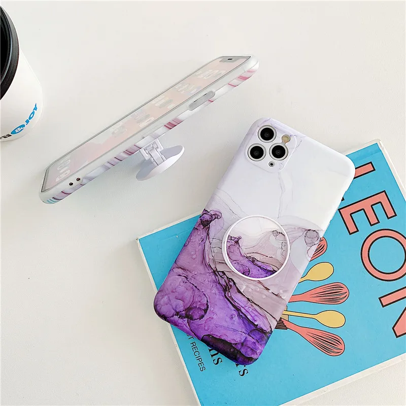 Модный мраморный складной мягкий чехол для телефона с подставкой iPhone 11 Pro Max 7 8 plus X