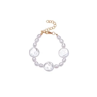 bohemia vintage imitation flat pearls charm bracelet for women simple fashion wrist jewelry personality statement bangle