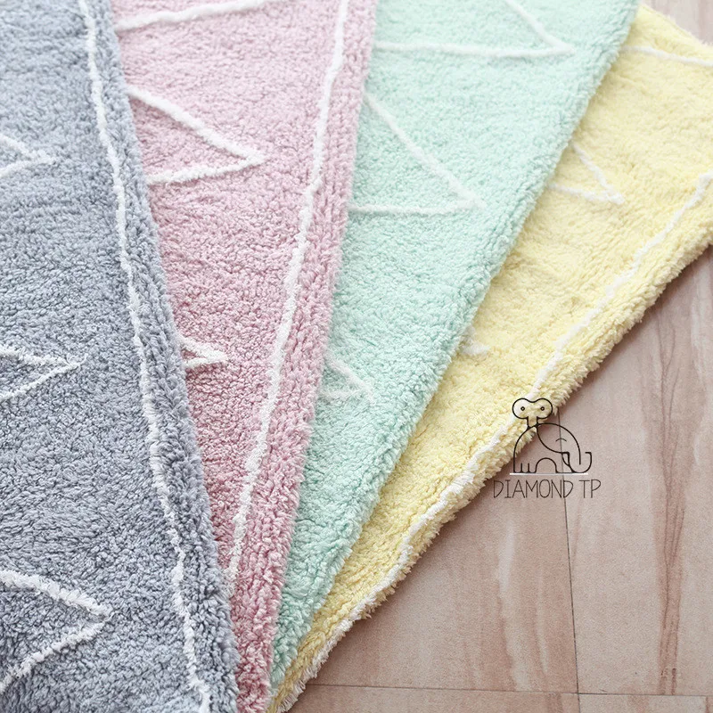 Скандинавский Детский ковер 150x110 см волнистый хлопковый напольный коврик с