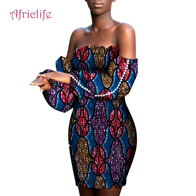 

Эластичное облегающее Бандажное платье, элегантное платье с открытыми плечами выше колена для африканских женщин, Сексуальная вечерняя Же...