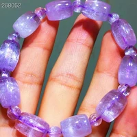 natural purple kunzite quartz clear barrel round beads bracelet 14x9 6mm cat eye women men rare powerful energy aaaaaa
