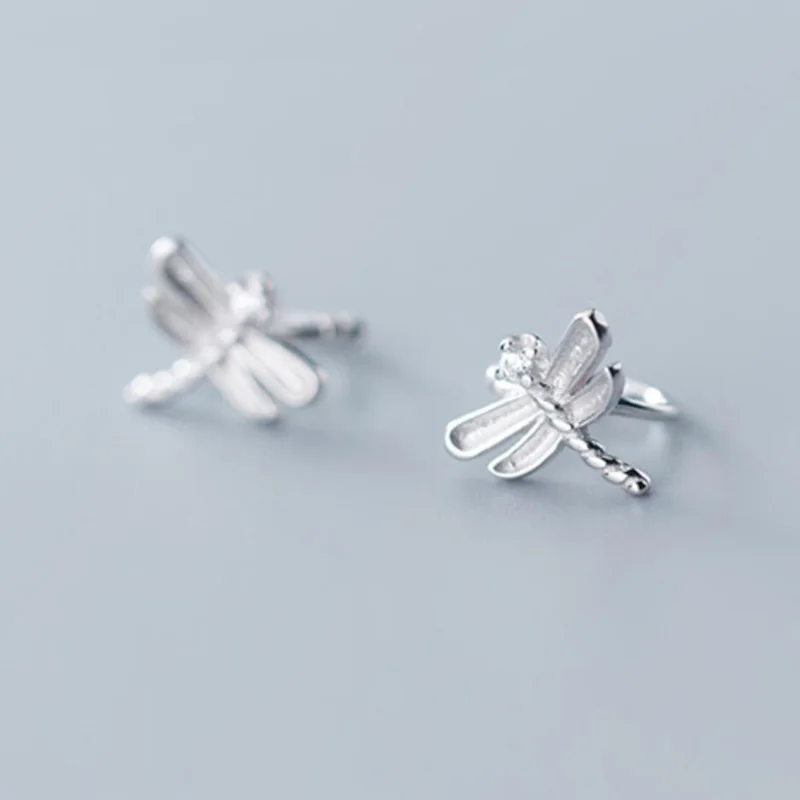 Silver Trustdavis,, 925 пробы, серебряные, стрекоза, клипсы, серьги, манжета для ушей, для женщин, леди, без пирсинга, серьги, ювелирное изделие, DA335 - Окраска металла: Silver