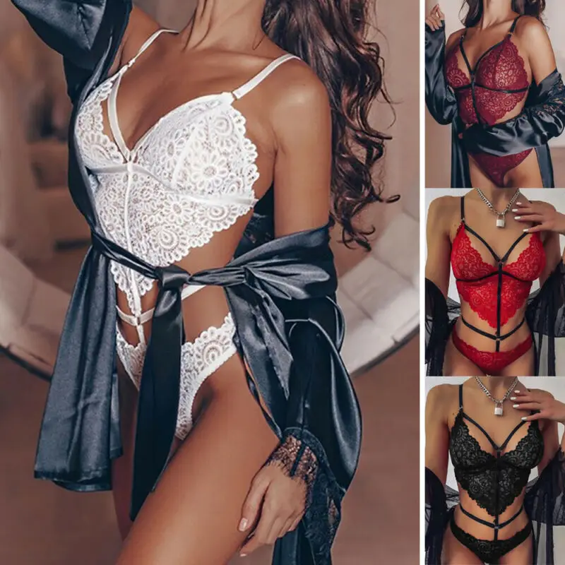 

Women Ladies Sexy Erotic Lace Lingerie Set Thong Underwear Nightwear Fashion New